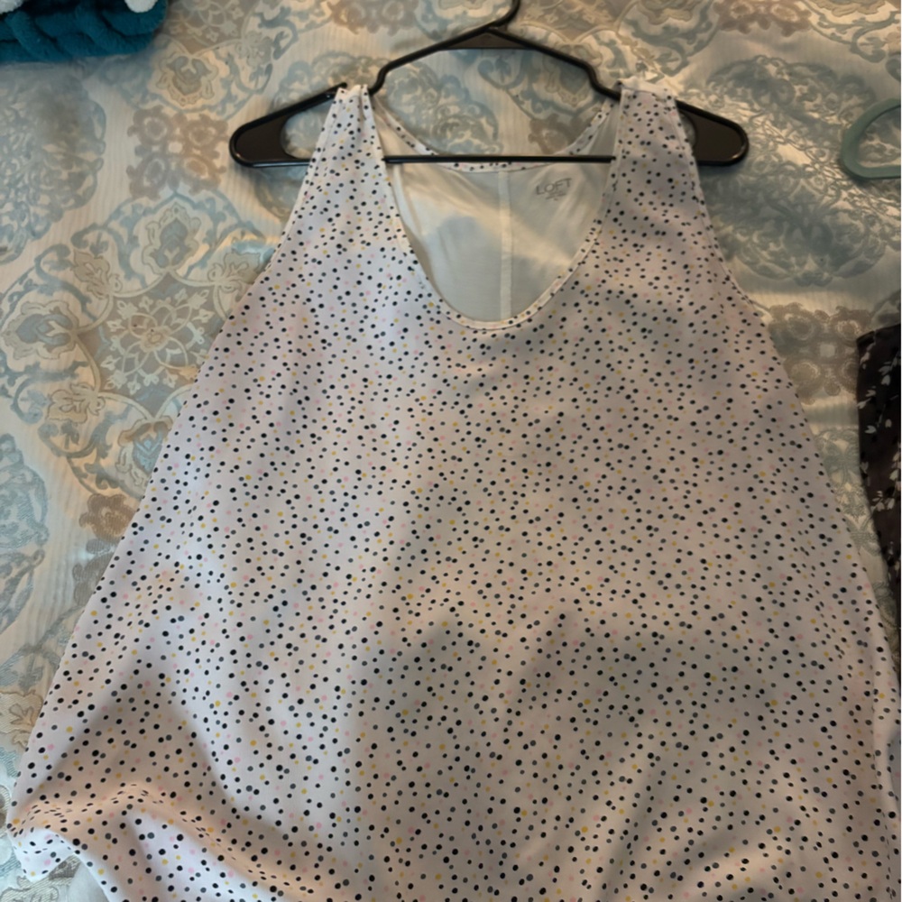 LOFT White and Black Polka Dot Tank Top